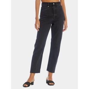 Thrills Paige Jeans Womens 27 Straight Leg Black Wash Button Fly Raw Hem Fray